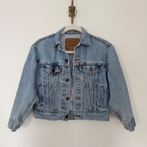 Kids Vintage Levi’s Jean Jacket Denim Youth Size 8/10 SM 90’s Faded Distressed